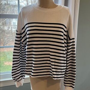 Zsupply navy and White Striped Women's Sweatshirt